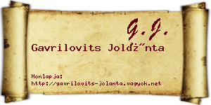 Gavrilovits Jolánta névjegykártya